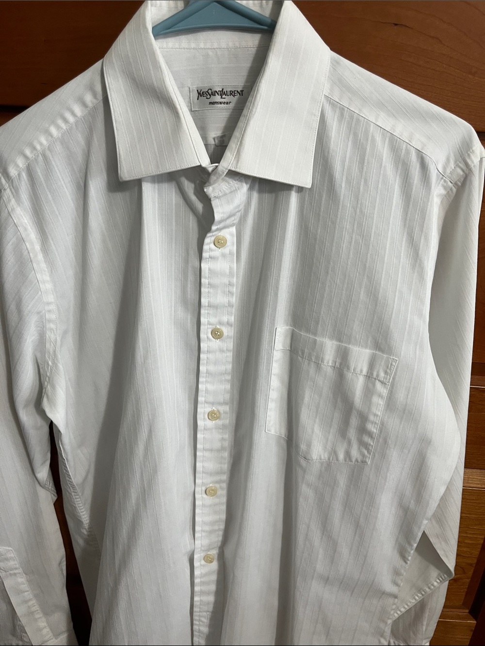 Yves Saint Laurent White Subtle Pinstripe Dress Shirt